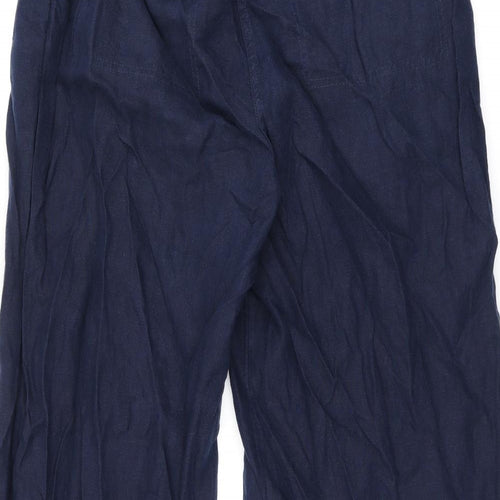 Marks and Spencer Womens Blue Linen Trousers Size 20 L30 in Regular Zip