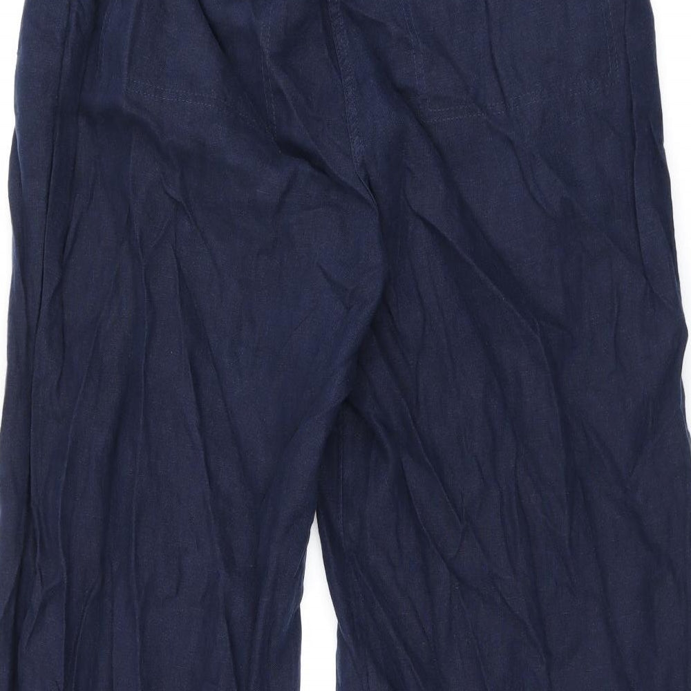 Marks and Spencer Womens Blue Linen Trousers Size 20 L30 in Regular Zip