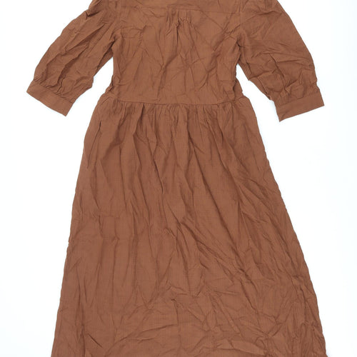 Marks and Spencer Womens Brown Modal A-Line Size 6 V-Neck Tie