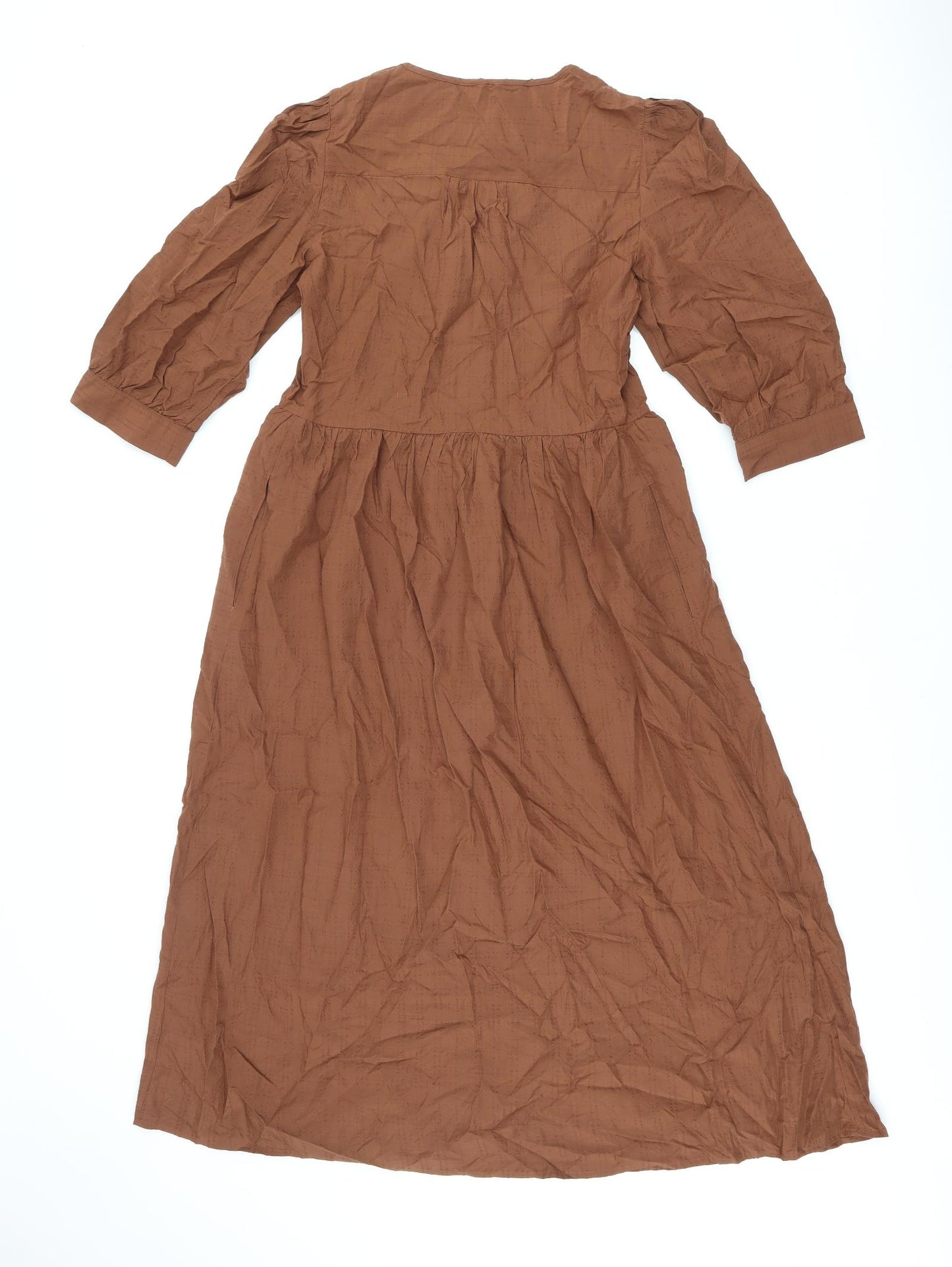 Marks and Spencer Womens Brown Modal A-Line Size 6 V-Neck Tie