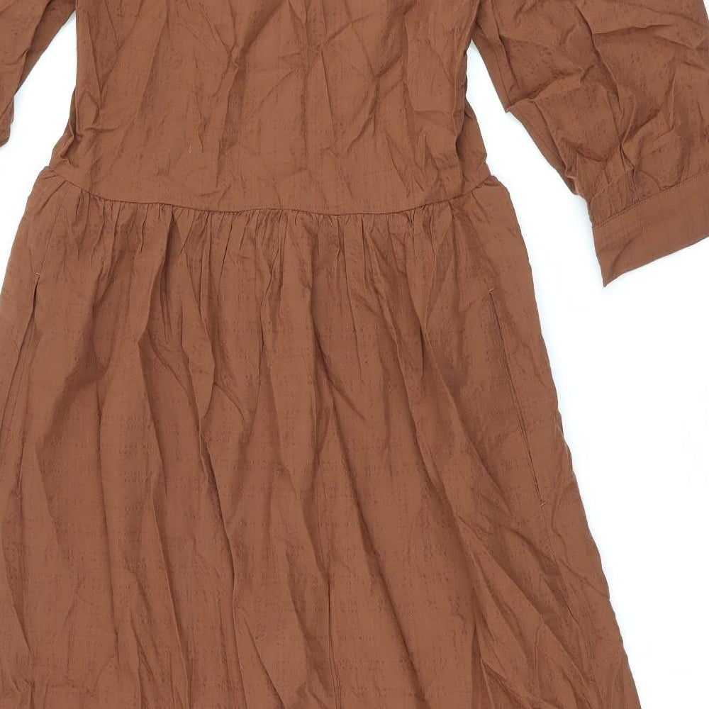 Marks and Spencer Womens Brown Modal A-Line Size 6 V-Neck Tie