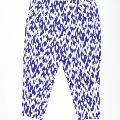 Marks and Spencer Womens Blue Geometric Viscose Trousers Size 20 L26.5 in Regular