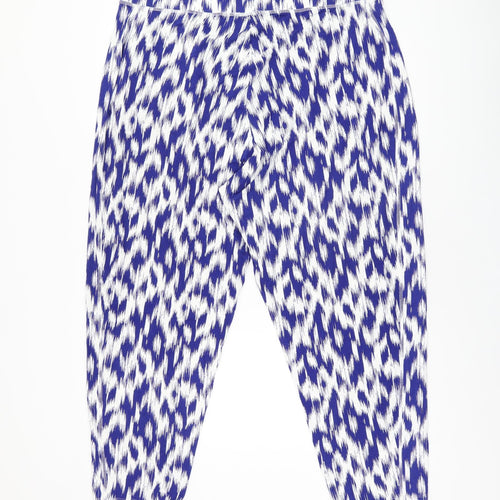 Marks and Spencer Womens Blue Geometric Viscose Trousers Size 20 L26.5 in Regular