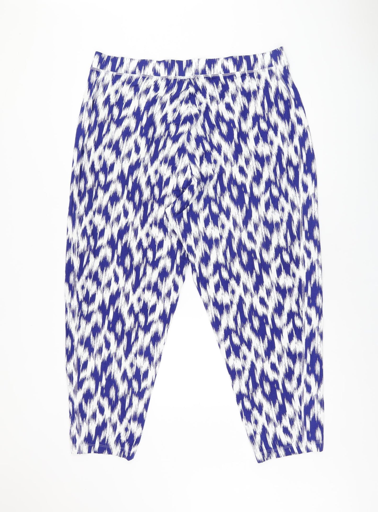 Marks and Spencer Womens Blue Geometric Viscose Trousers Size 20 L26.5 in Regular
