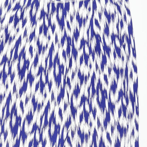 Marks and Spencer Womens Blue Geometric Viscose Trousers Size 20 L26.5 in Regular