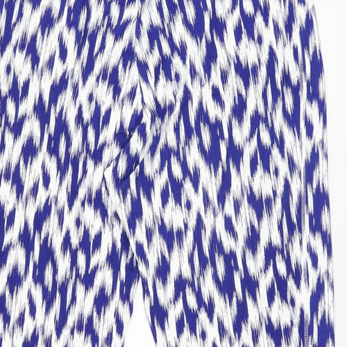Marks and Spencer Womens Blue Geometric Viscose Trousers Size 20 L26.5 in Regular