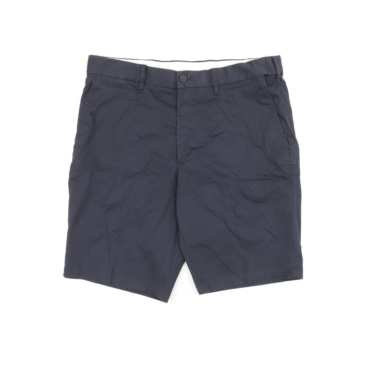 Marks and Spencer Mens Blue Cotton Bermuda Shorts Size 34 in L10 in Regular Zip