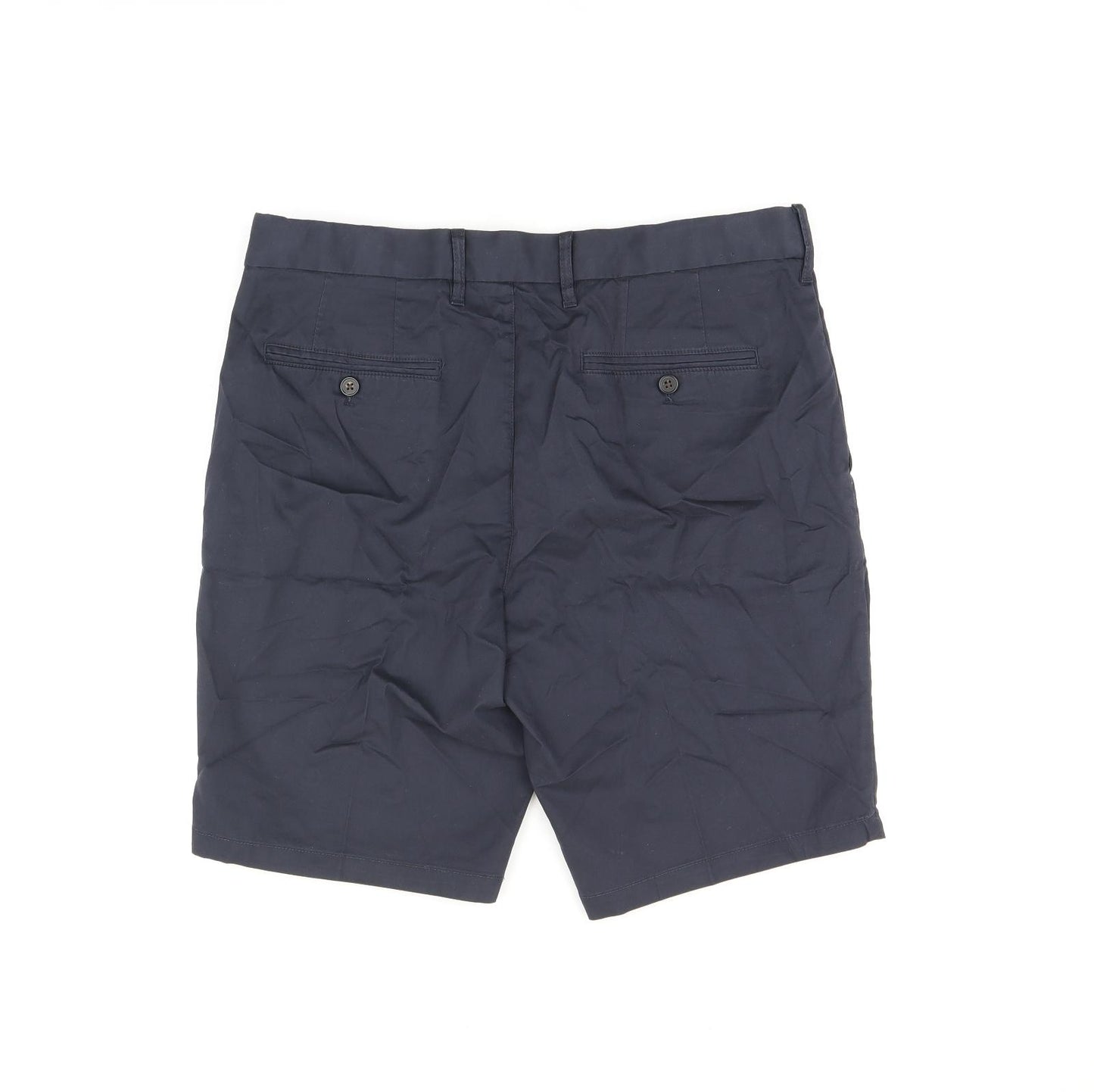Marks and Spencer Mens Blue Cotton Bermuda Shorts Size 34 in L10 in Regular Zip