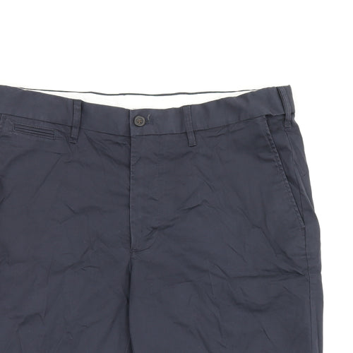 Marks and Spencer Mens Blue Cotton Bermuda Shorts Size 34 in L10 in Regular Zip