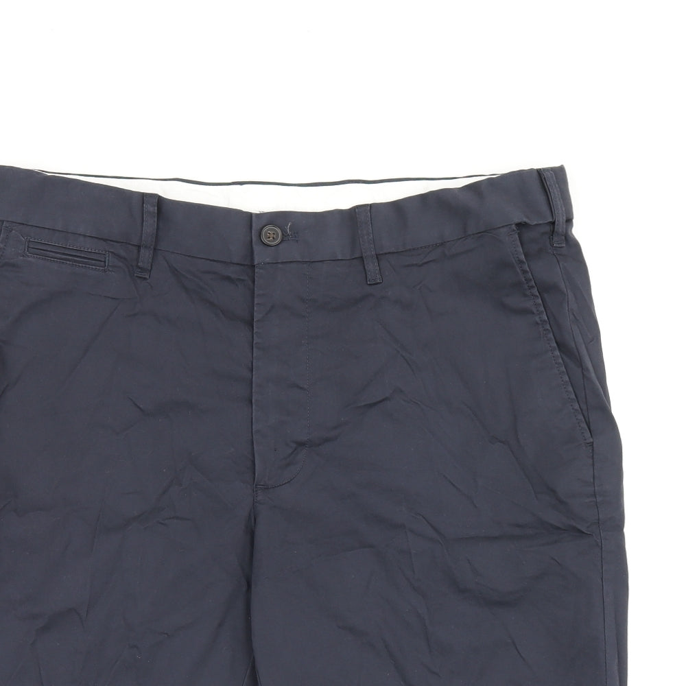 Marks and Spencer Mens Blue Cotton Bermuda Shorts Size 34 in L10 in Regular Zip