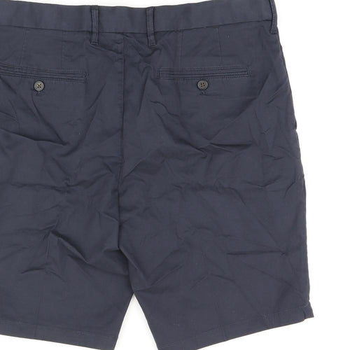 Marks and Spencer Mens Blue Cotton Bermuda Shorts Size 34 in L10 in Regular Zip