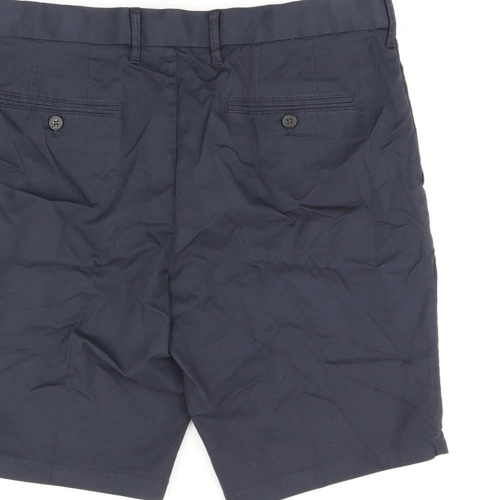 Marks and Spencer Mens Blue Cotton Bermuda Shorts Size 34 in L10 in Regular Zip