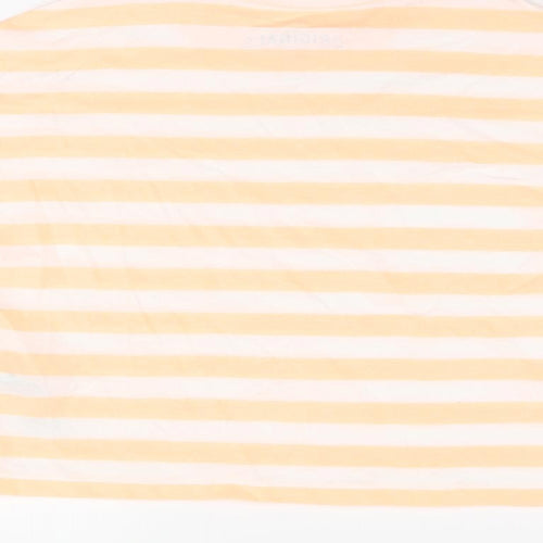 Marks and Spencer Boys White Striped Cotton Basic T-Shirt Size 7-8 Years Round Neck Pullover