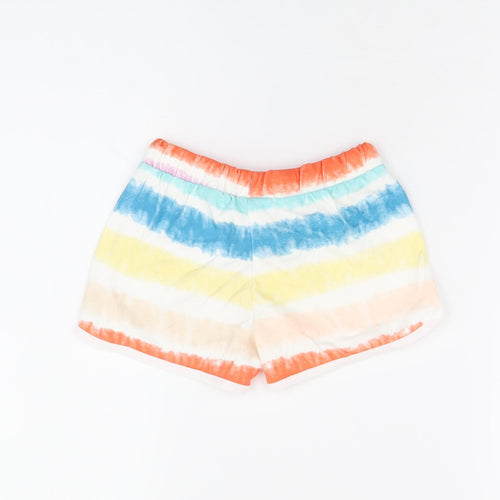 Marks and Spencer Girls Multicoloured Cotton Sweat Shorts Size 5-6 Years Regular Drawstring - Tie Dye