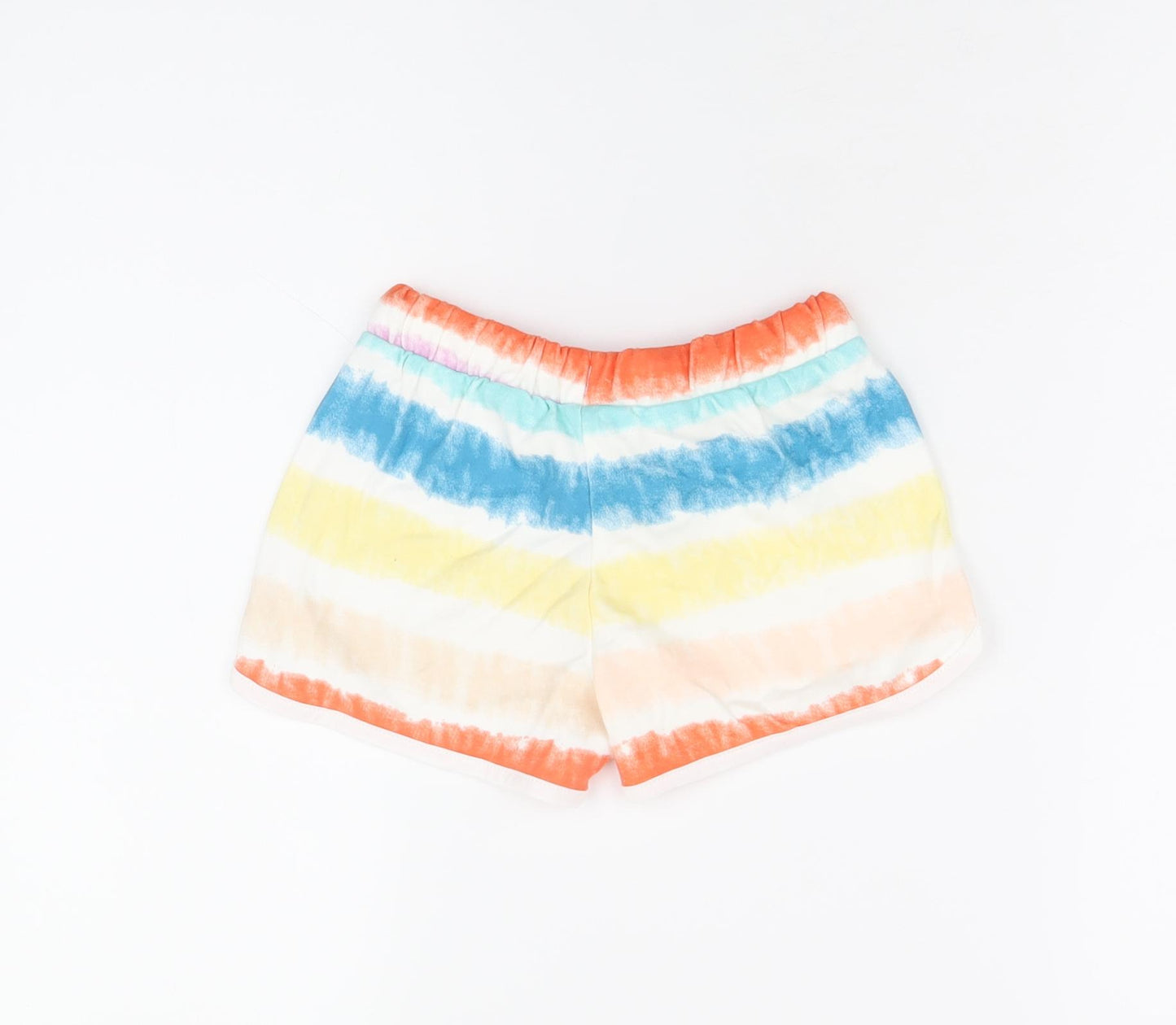 Marks and Spencer Girls Multicoloured Cotton Sweat Shorts Size 5-6 Years Regular Drawstring - Tie Dye