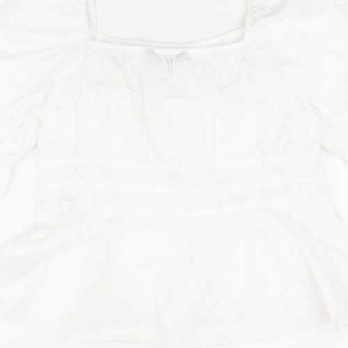 Marks and Spencer Womens White Cotton Basic T-Shirt Size 16 Square Neck