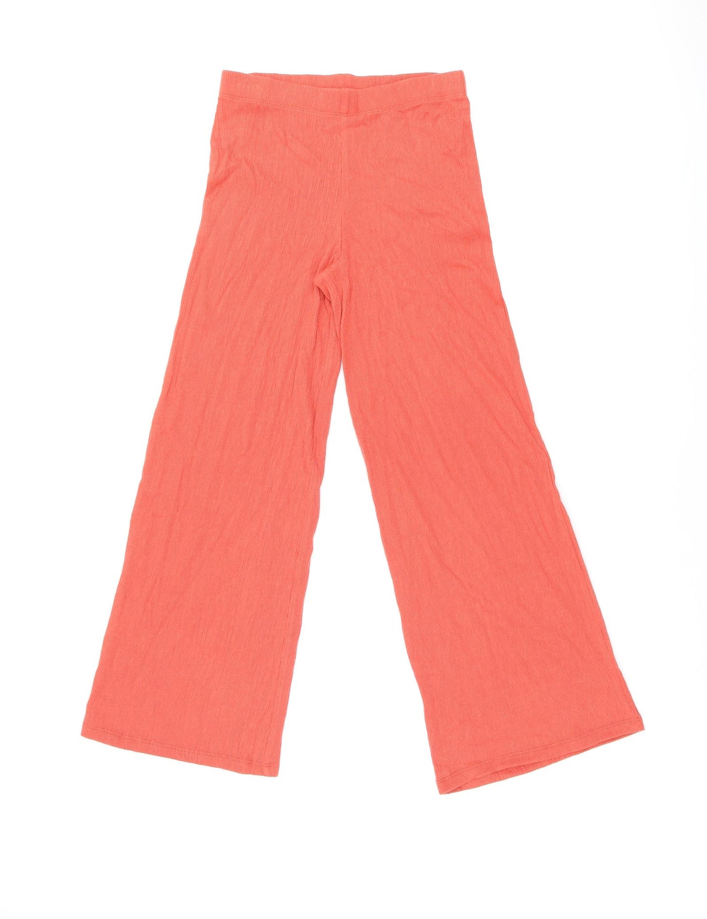 Marks and Spencer Girls Red Cotton Cropped Trousers Size 9-10 Years L24.5 in Regular Pullover