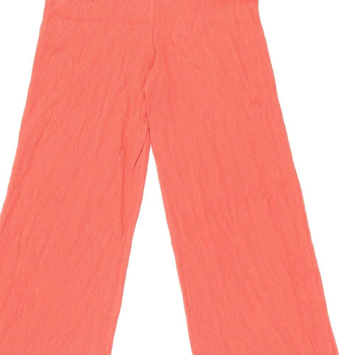 Marks and Spencer Girls Red Cotton Cropped Trousers Size 9-10 Years L24.5 in Regular Pullover