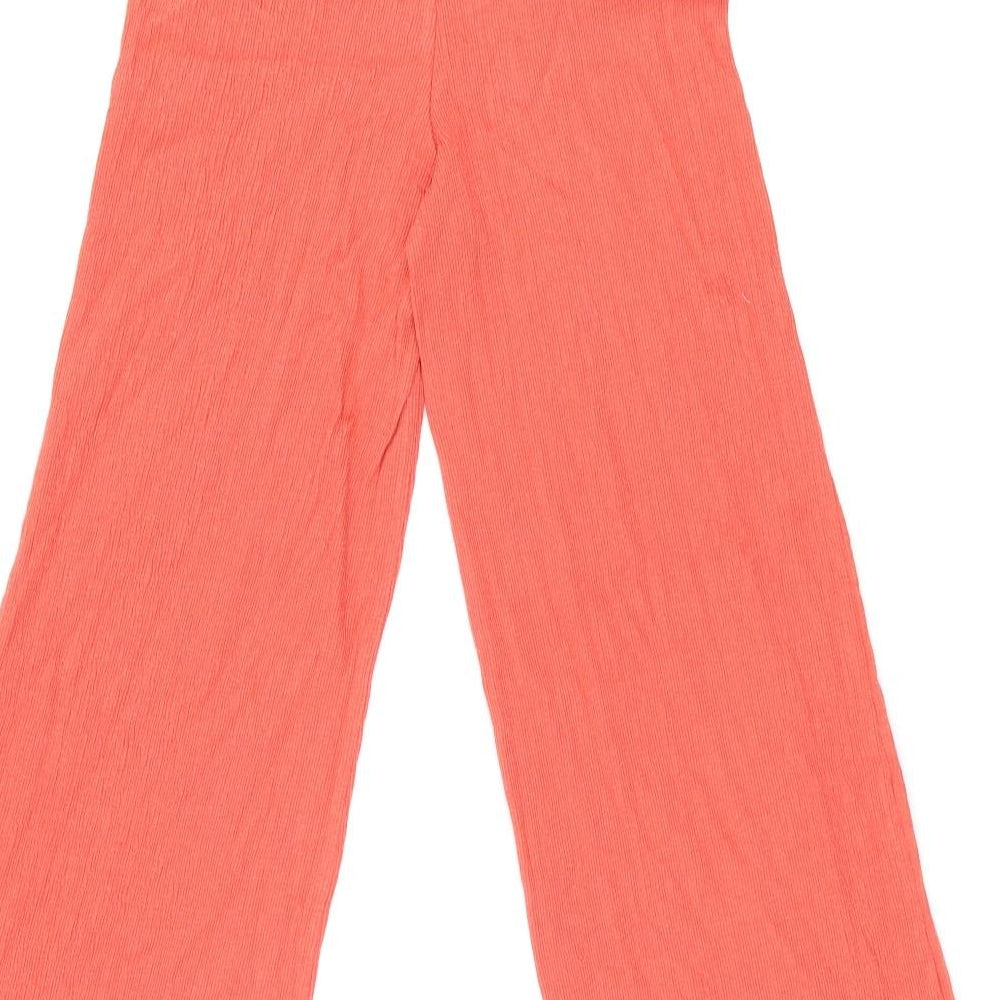 Marks and Spencer Girls Red Cotton Cropped Trousers Size 9-10 Years L24.5 in Regular Pullover