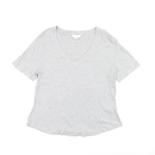 Marks and Spencer Womens Grey Cotton Basic T-Shirt Size L Round Neck