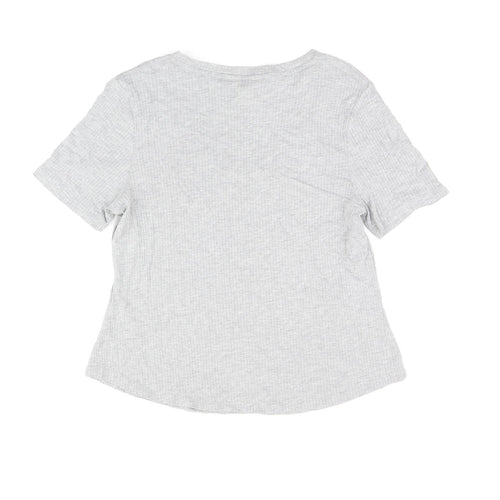 Marks and Spencer Womens Grey Cotton Basic T-Shirt Size L Round Neck