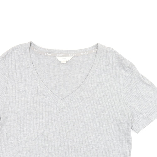 Marks and Spencer Womens Grey Cotton Basic T-Shirt Size L Round Neck