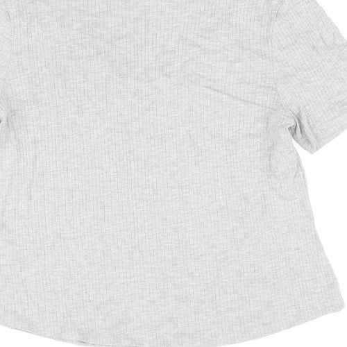 Marks and Spencer Womens Grey Cotton Basic T-Shirt Size L Round Neck