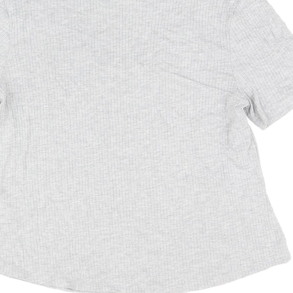 Marks and Spencer Womens Grey Cotton Basic T-Shirt Size L Round Neck