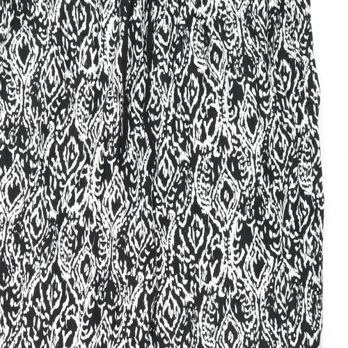 Marks and Spencer Womens White Geometric Linen Trousers Size 20 L29.5 in Regular Drawstring