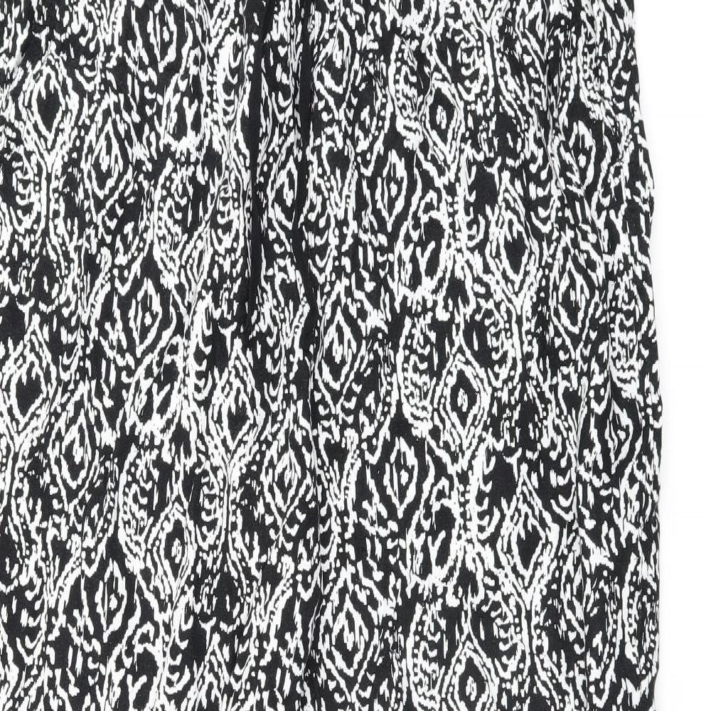 Marks and Spencer Womens White Geometric Linen Trousers Size 20 L29.5 in Regular Drawstring