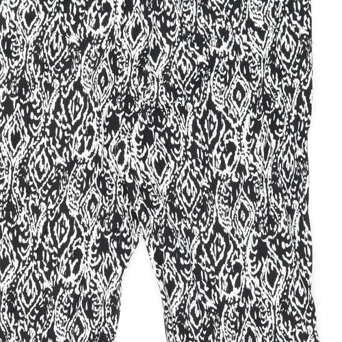Marks and Spencer Womens White Geometric Linen Trousers Size 20 L29.5 in Regular Drawstring