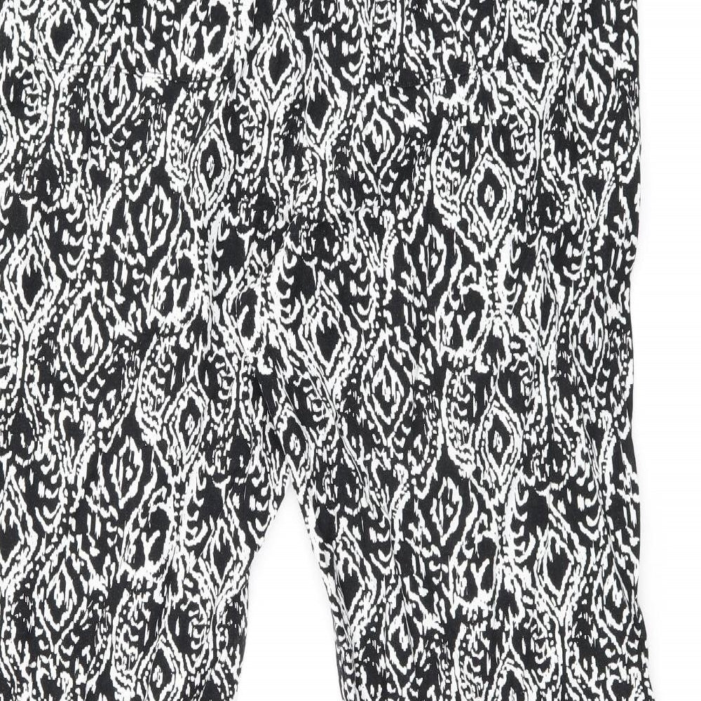 Marks and Spencer Womens White Geometric Linen Trousers Size 20 L29.5 in Regular Drawstring