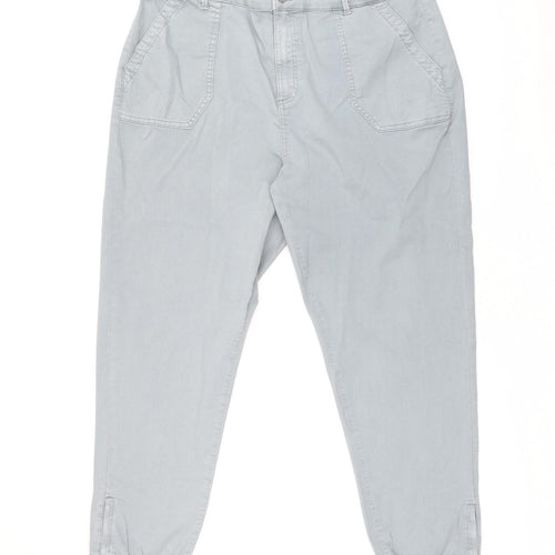 Marks and Spencer Womens Grey Cotton Tapered Jeans Size 20 L27.5 in Regular Zip