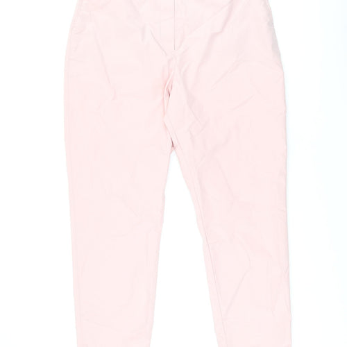 Marks and Spencer Womens Pink Cotton Chino Trousers Size 16 L28.5 in Regular Zip