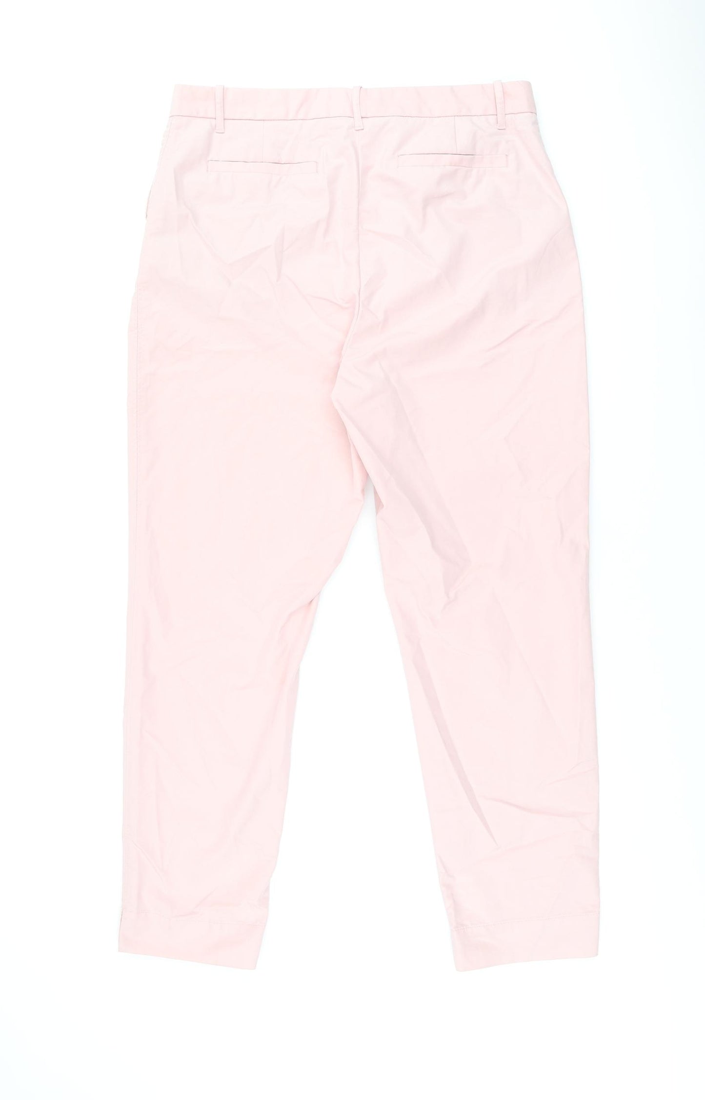 Marks and Spencer Womens Pink Cotton Chino Trousers Size 16 L28.5 in Regular Zip