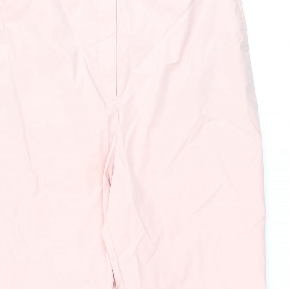Marks and Spencer Womens Pink Cotton Chino Trousers Size 16 L28.5 in Regular Zip
