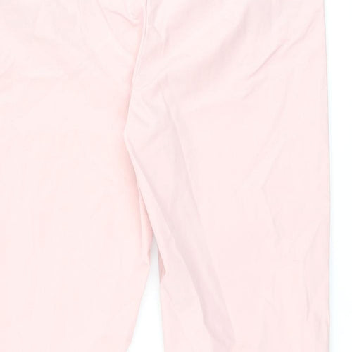 Marks and Spencer Womens Pink Cotton Chino Trousers Size 16 L28.5 in Regular Zip