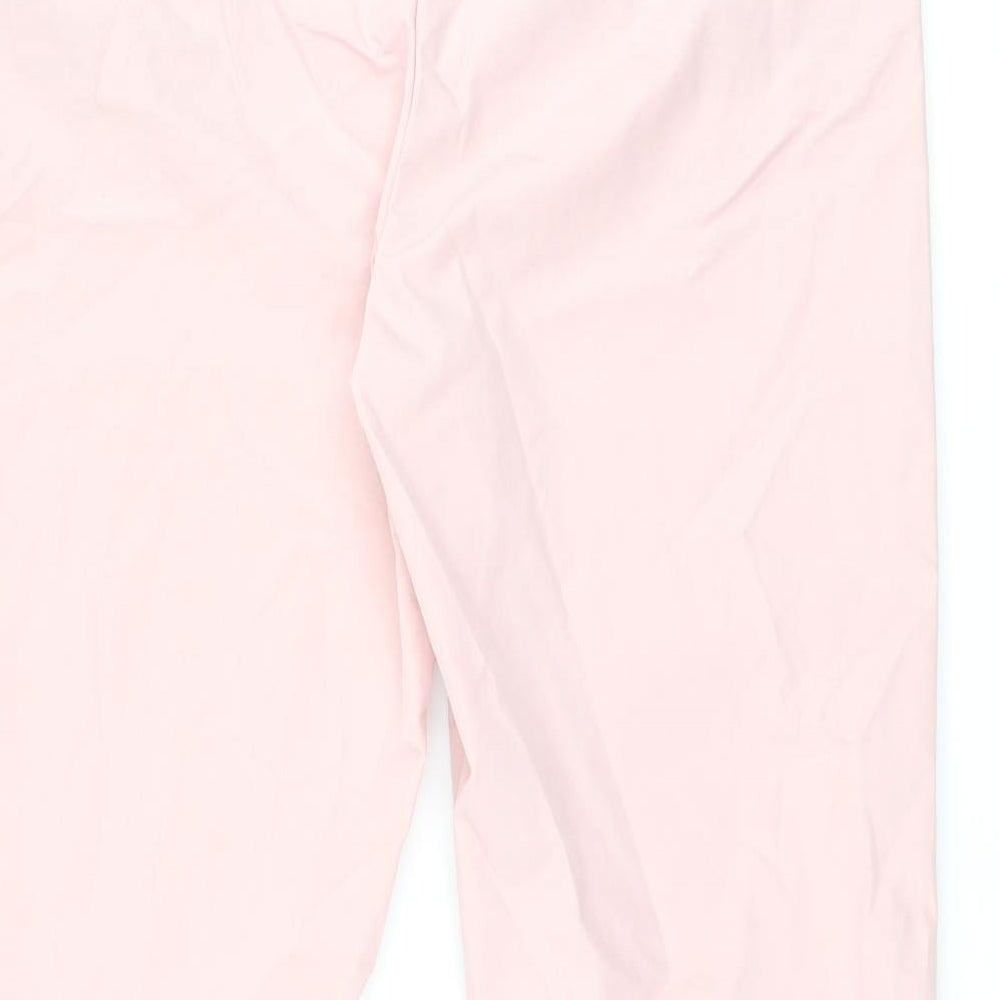 Marks and Spencer Womens Pink Cotton Chino Trousers Size 16 L28.5 in Regular Zip