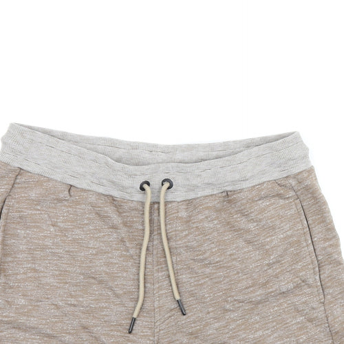 Intense Mens Brown Cotton Sweat Shorts Size S L6 in Regular Drawstring