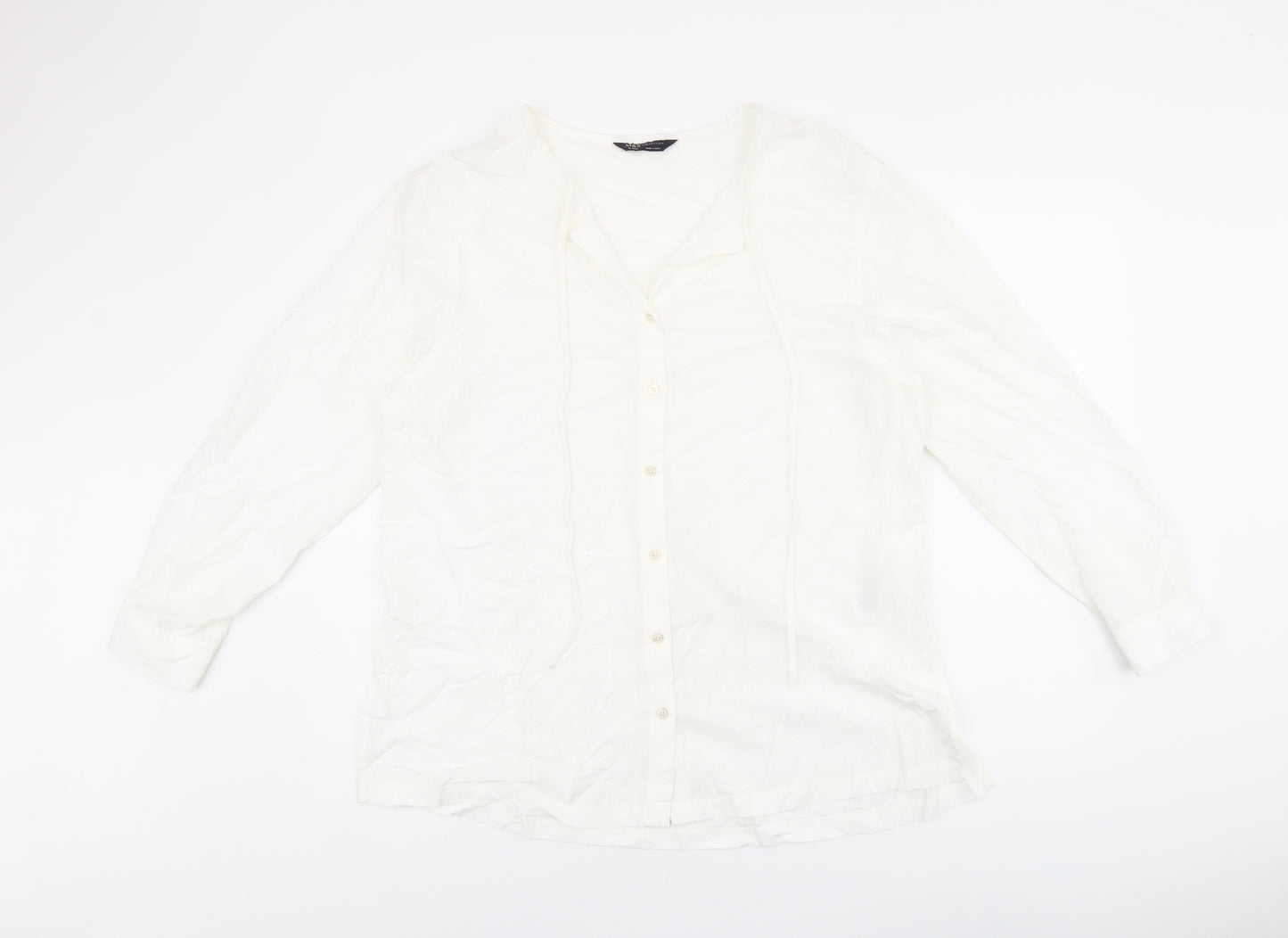 Marks and Spencer Womens White Modal Basic Button-Up Size 16 Round Neck