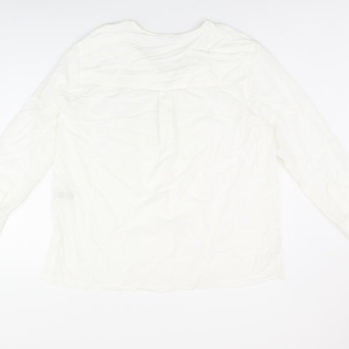 Marks and Spencer Womens White Modal Basic Button-Up Size 16 Round Neck