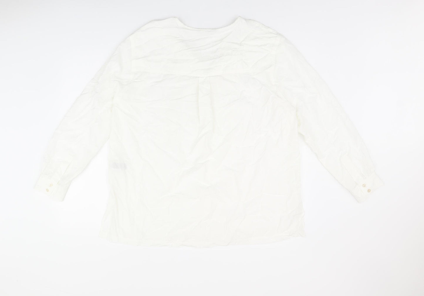 Marks and Spencer Womens White Modal Basic Button-Up Size 16 Round Neck