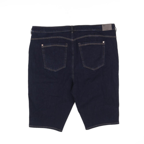 Marks and Spencer Womens Blue Cotton Bermuda Shorts Size 22 L13 in Regular Zip