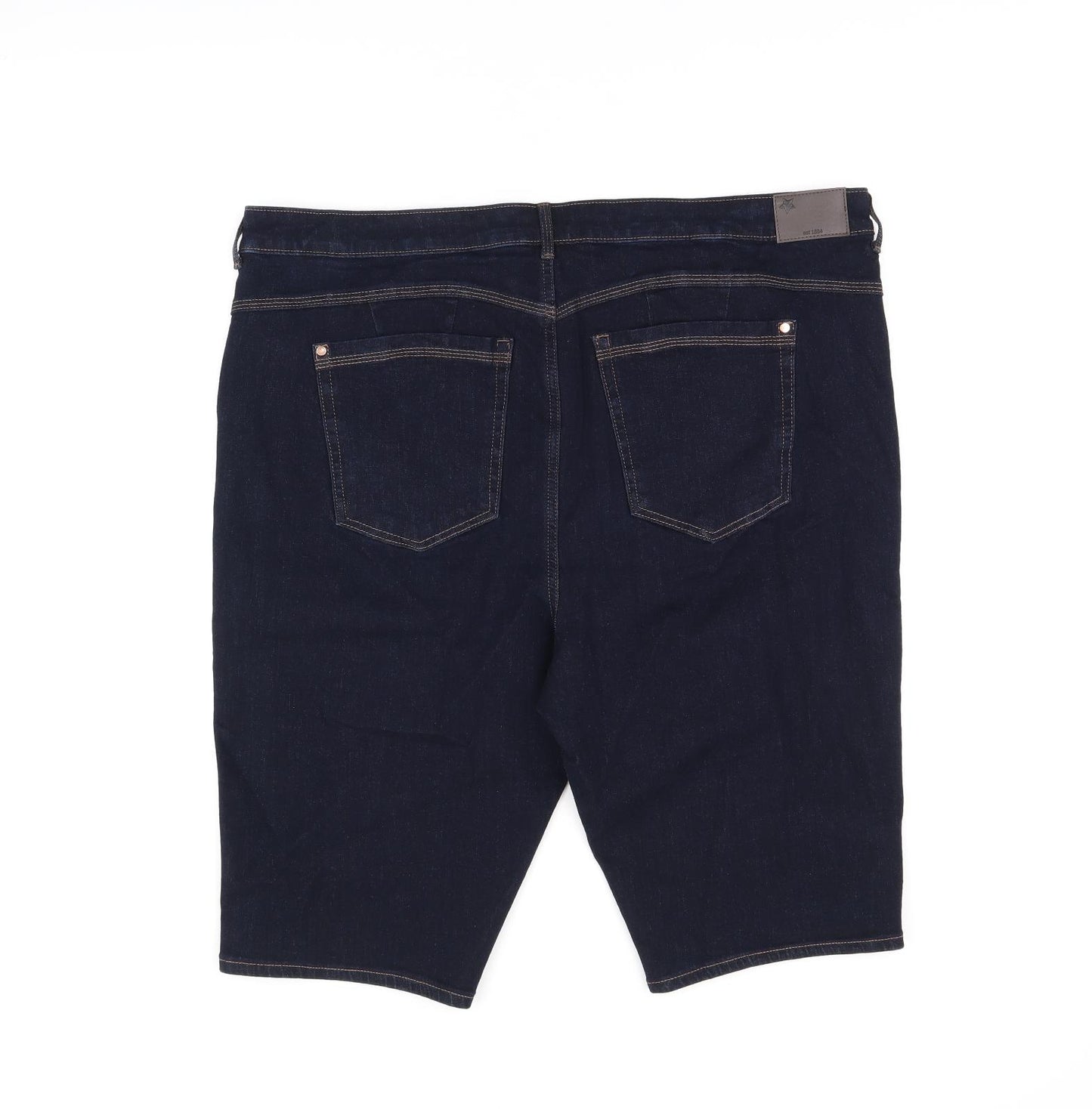 Marks and Spencer Womens Blue Cotton Bermuda Shorts Size 22 L13 in Regular Zip