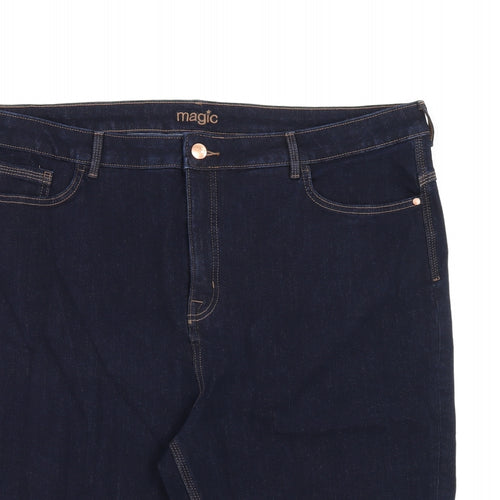 Marks and Spencer Womens Blue Cotton Bermuda Shorts Size 22 L13 in Regular Zip