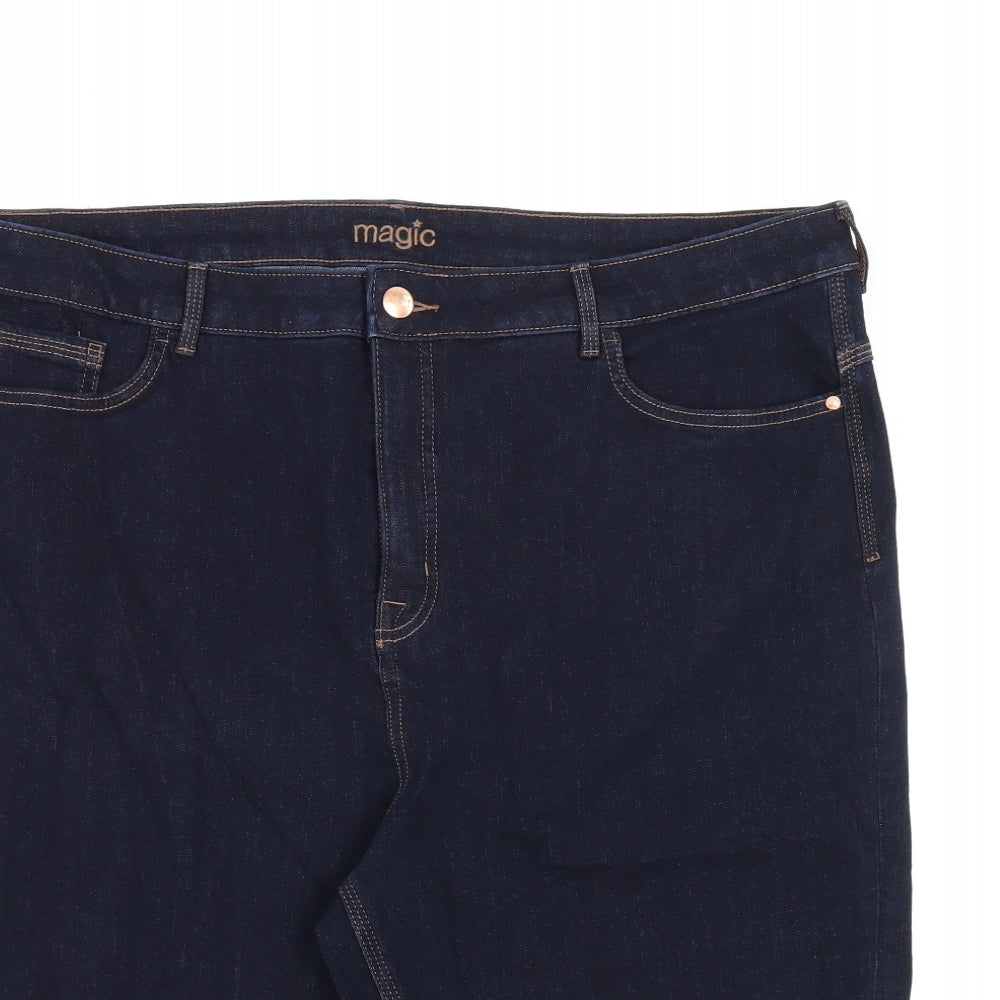 Marks and Spencer Womens Blue Cotton Bermuda Shorts Size 22 L13 in Regular Zip