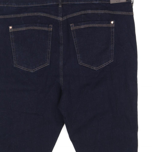 Marks and Spencer Womens Blue Cotton Bermuda Shorts Size 22 L13 in Regular Zip