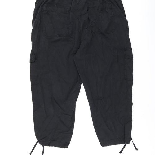 Marks and Spencer Womens Black Lyocell Cargo Trousers Size 20 L23 in Regular Zip