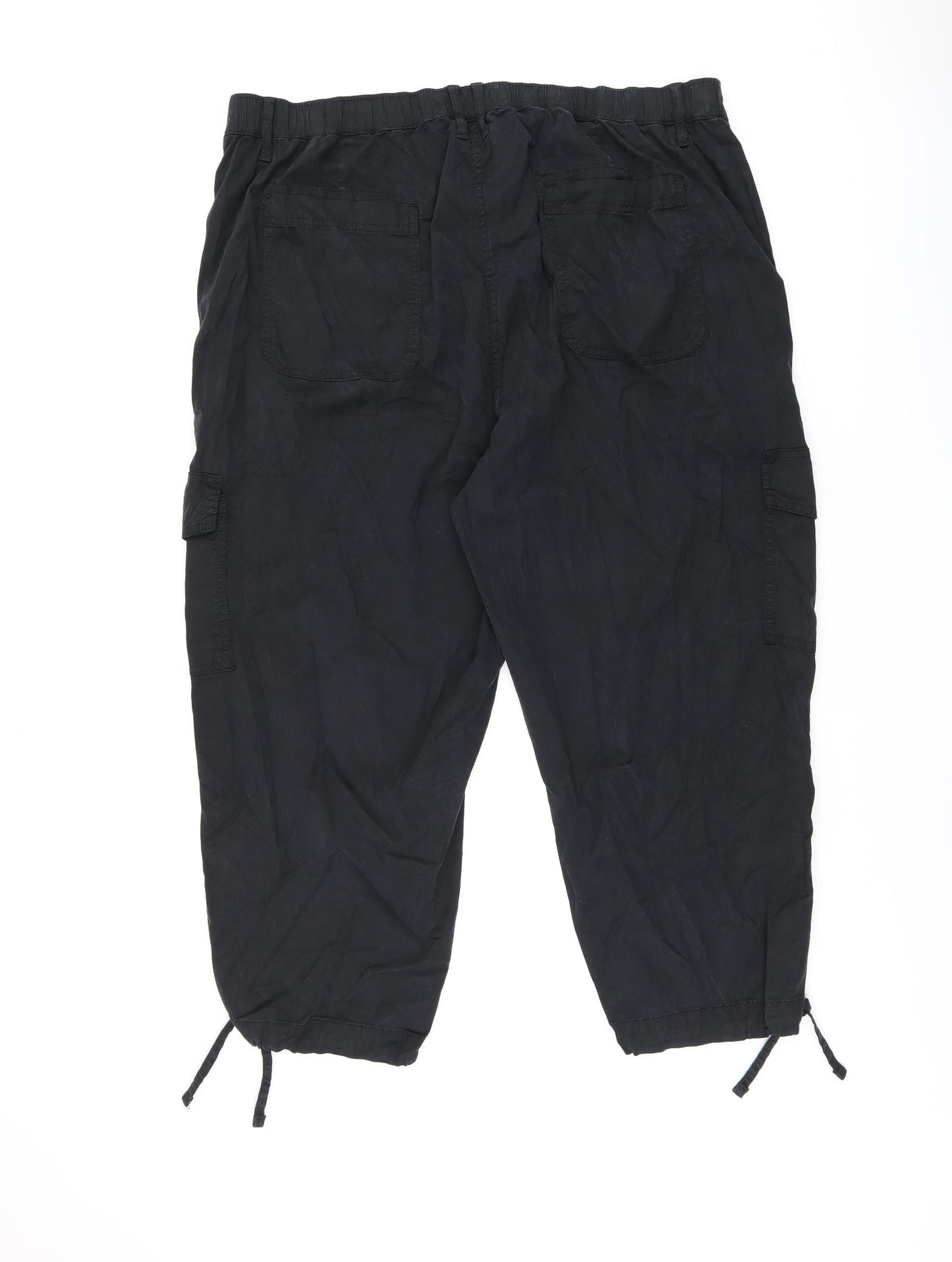 Marks and Spencer Womens Black Lyocell Cargo Trousers Size 20 L23 in Regular Zip