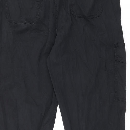 Marks and Spencer Womens Black Lyocell Cargo Trousers Size 20 L23 in Regular Zip